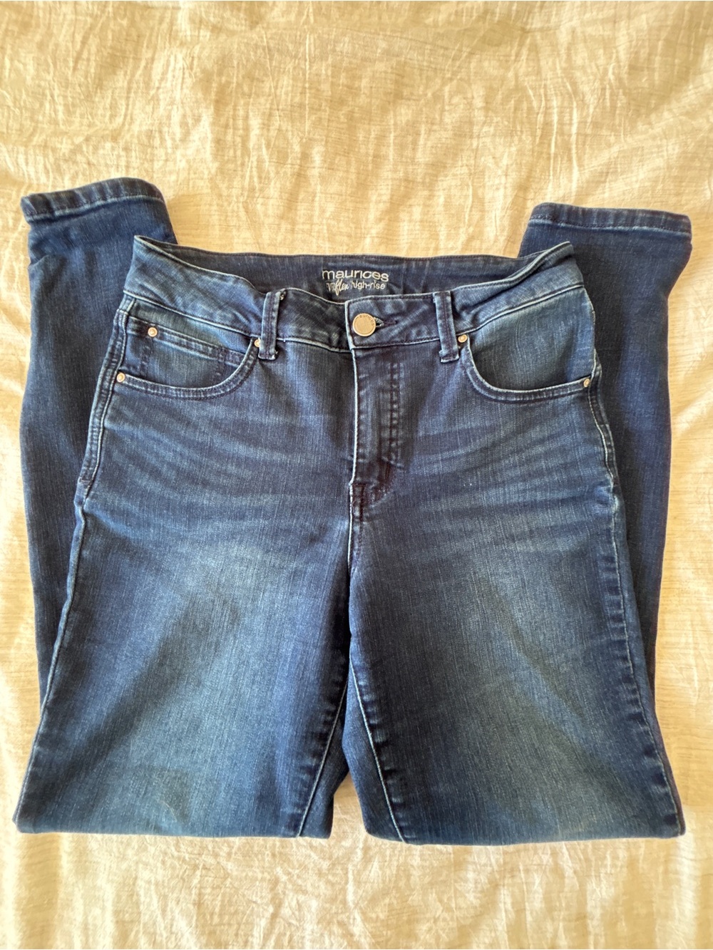 Maurices Ever-flex High Rise Skinny Jeans in Dark Indigo Blue